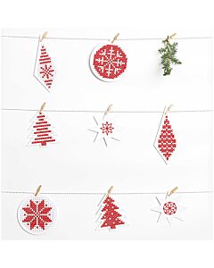Rico 8 Embroidery Xmas Shaped Tags with Red Thread