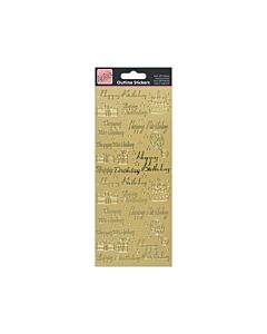 Docraft Anita's Happy Birthday Outline Stickers - Gold