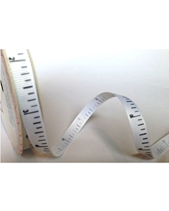 BTB24TA1 - 9mm - Inches print White Grosgrain Ribbon