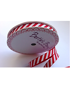 BTB129 - 9mm Red & White Stripes Grosgrain Ribbon