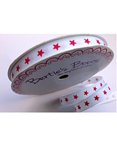 BTB138 - 9mm Red Stars Grosgrain Ribbon