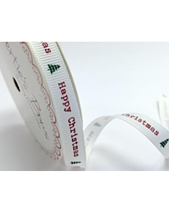 BTB202a - 9mm Happy Christmas Grosgrain Ribbon