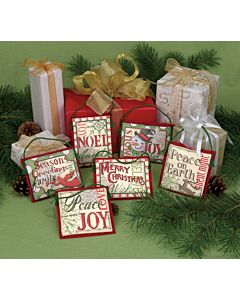 Counted Cross Stitch Kit: Ornament: Christmas Sayings: Set of 6