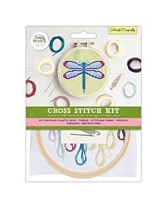 Simply Make Cross Stitch Kit - Colourful Dragonfly