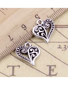 Silver Toned Filigree Heart Charm