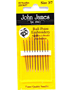 John James Ball Point Embroidery Needles - Size 3/7 (10 Needles)