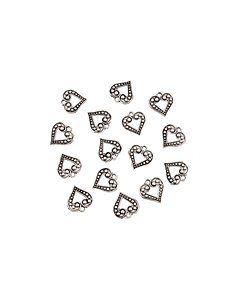 Open Heart Silver Tone Charms - 3 Pack