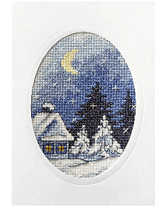 Orchidea Counted Cross Stitch Greetings card Twilight Winter Scene