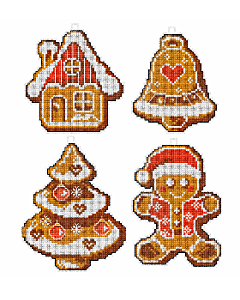 Orchidea Counted Cross Stitch Christmas Ginger Cakes Ornaments