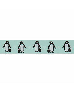 Bertie's Bows 15mm Ribbon Penguins Beach Blue
