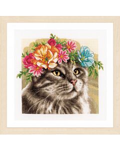 Lanarte Counted Cross Stitch Kit - Flower Crown: Maine Coon