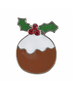 Diamante Christmas Pudding Button