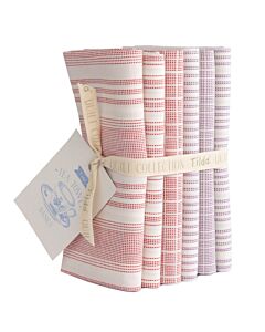 Tilda Fat Quarters: Woven Tea Towel: Red/Plum