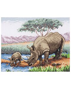 PCE966 - Counted Cross Stitch Kit: Essentials: Rhinos