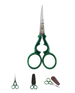 Victorian Scissors - Green 9.5cm with cover