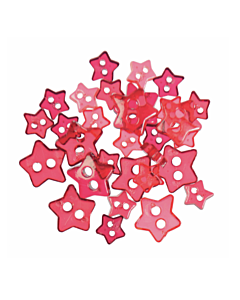 Craft Buttons - Red transparent Stars (2.5g Pack)
