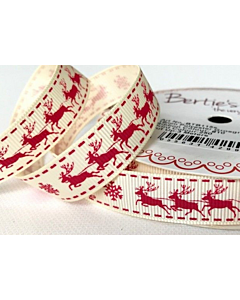 Santa on his Sleigh Ivory Ribbon - 16mm