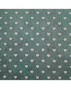 Teal With White Hearts Felt Square