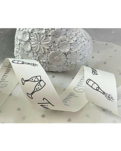 Time to drink Champagne Ivory Grosgrain Ribbon 38mm