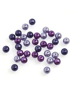 20cm x 6mm Glass Pearls: Purple Mix