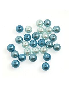 20cm x 8mm Glass Pearls: Blue Mix