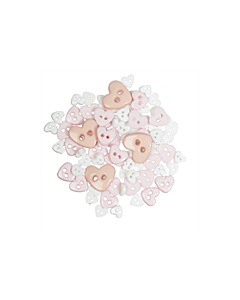 Craft Buttons - White Hearts (2.5g Pack)