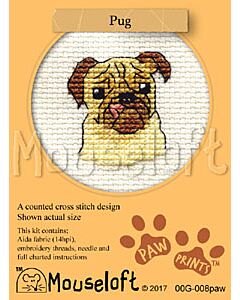 Mouseloft Paw Prints Pug Cross Stitch Kit - 00G-008paw