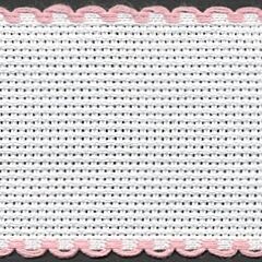 2in / 5cm White / Pink Edged Aida Band - 1m