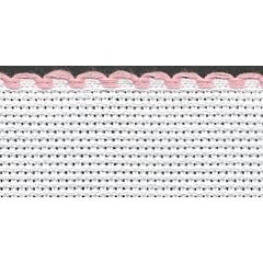 3in / 8cm White / Pink Edged Aida Band - 1m