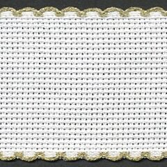 2in / 5cm White / Gold Edged Aida Band - 1m
