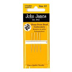 John James Short Bead Embroidery Needles - Size 12