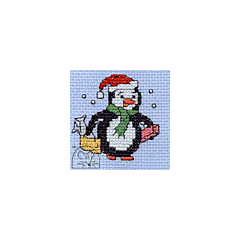 Mouseloft Christmas Shopping Penguin Cross Stitch Kit With Card And Envelope - G31stl