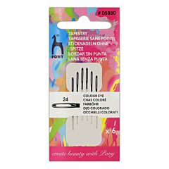 Tapestry Hand Sewing Needles with Colour-Coded Eye Size 24