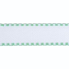 Stitch Garden 16 count 3in / 8cm White / Light Blue Edged Aida Band - metre