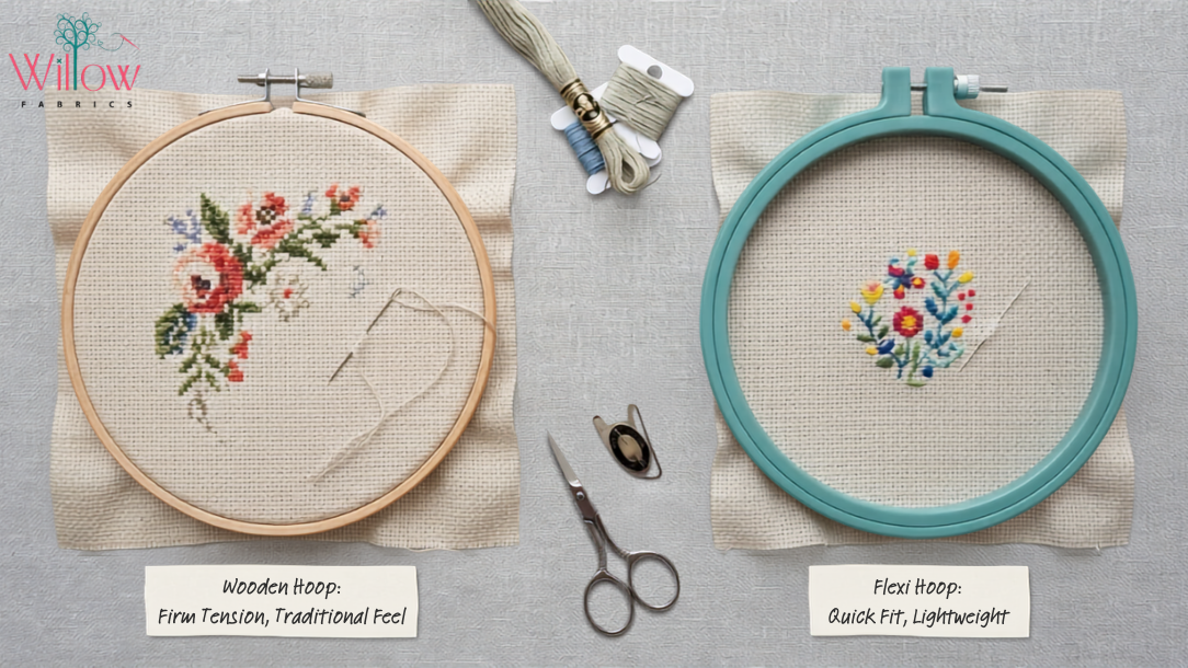 Wooden vs Flexi Embroidery Hoops: Which One Should You Choose?
